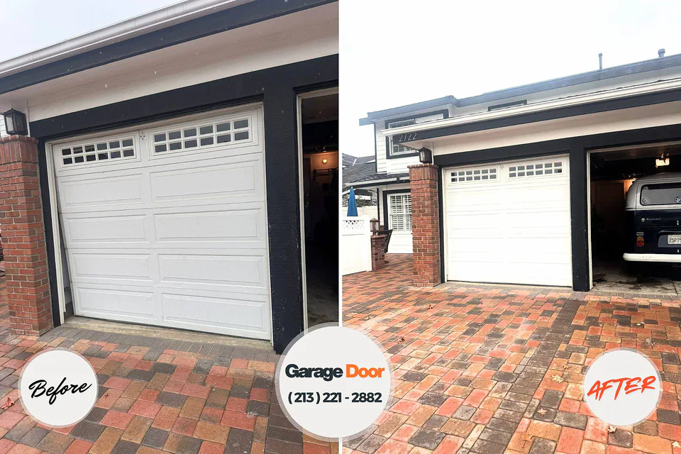 Before and after: garage door repair East End, AR